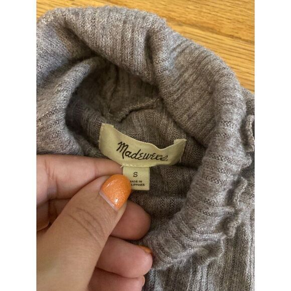 Madewell Women's Ribbed cropped Turtleneck Sweater Size Small purple Gray - Picture 6 of 7